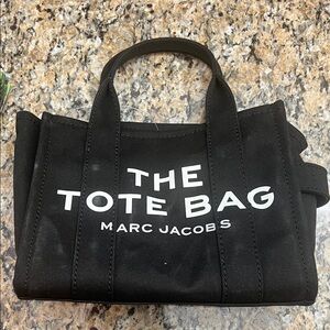 Marc Jacobs Black Tote Bag with White Text
